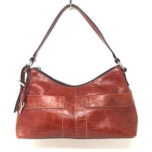 VTG Fossil Leather Shoulder Bag Faux Crocodile Siena Crescent Hobo #75082
